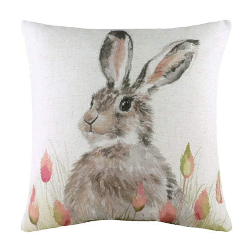 Evans Lichfield Hedgerow Hare Cushion Cover in White