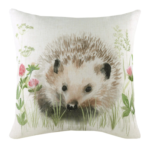 Evans Lichfield Hedgerow Hedgehog Cushion Cover in Beige
