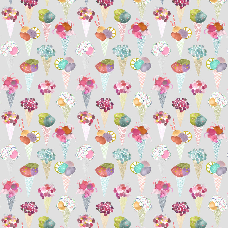 Voyage Maison Ice Cream Printed Oil Cloth Fabric (By The Metre) in Pastel Pink