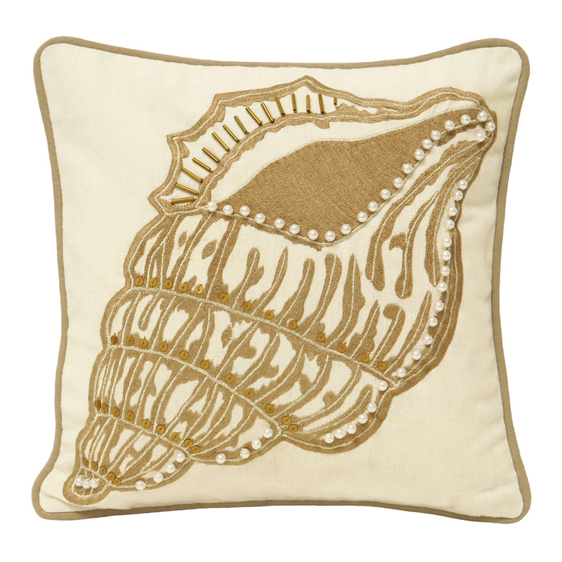Paoletti Ionia Shell Cushion Cover in Dark Wood