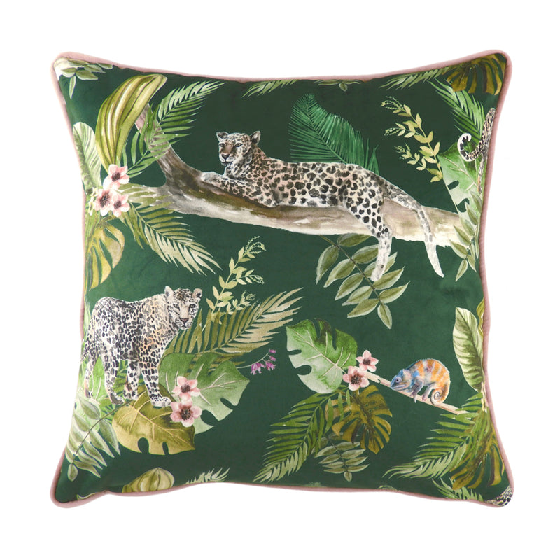 Jungle Leopard Cushion Green