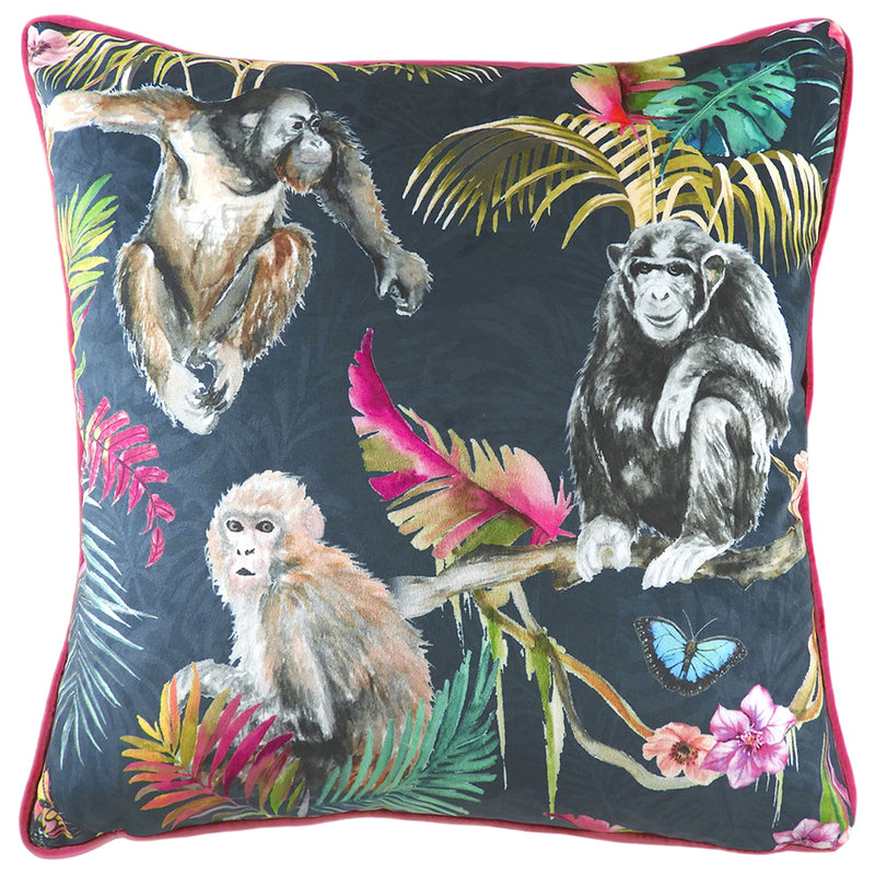 Evans Lichfield Jungle Monkey Cushion Cover in Blue