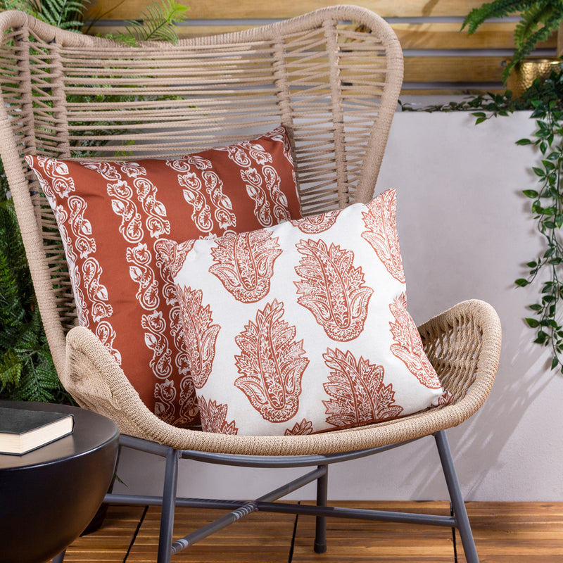 Paoletti Kalindi Stripe Outdoor Cushion Cover in Terracota