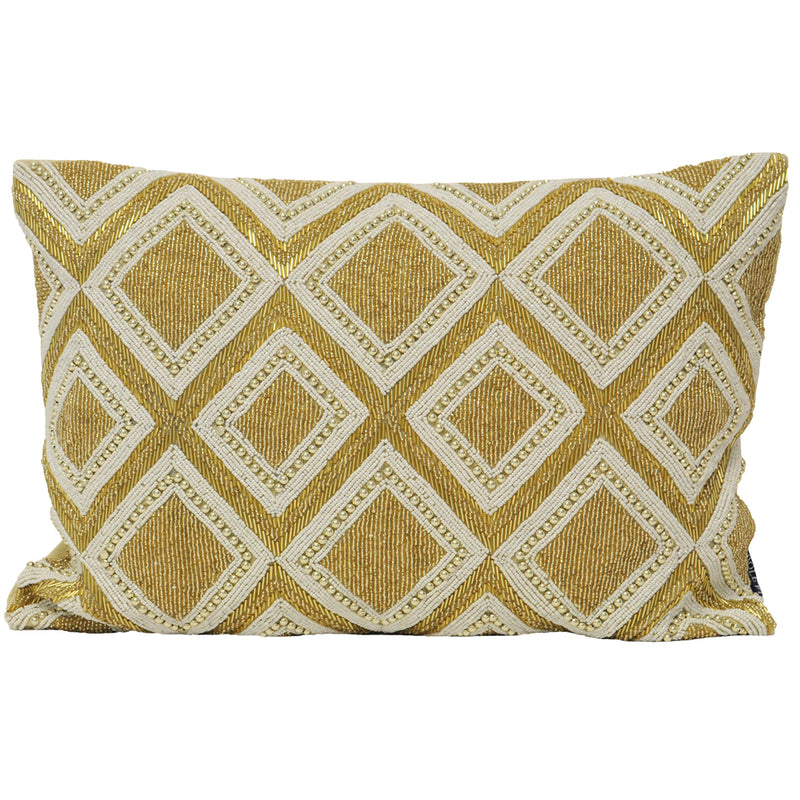 Paoletti Kenitra Beaded Cushion Cover in Gold