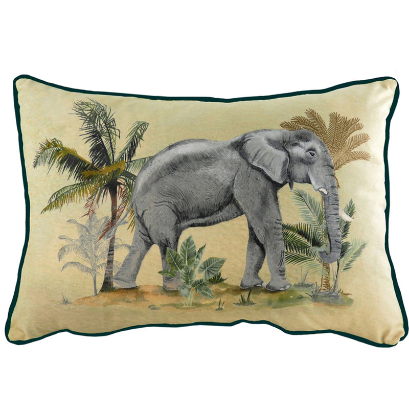 Evans Lichfield Kibale Jungle Elephant Cushion Cover in Ochre