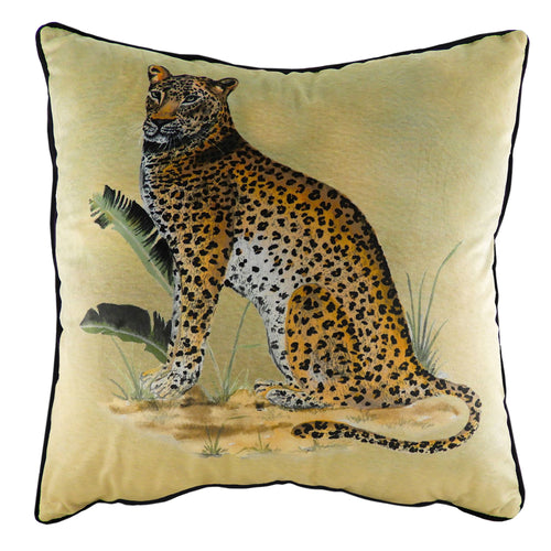 Evans Lichfield Kibale Jungle Leopard Cushion Cover in Ochre