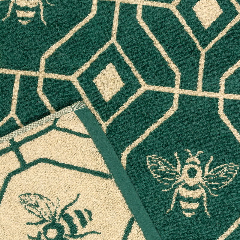 Bee Deco Geometric Jacquard Towels Emerald