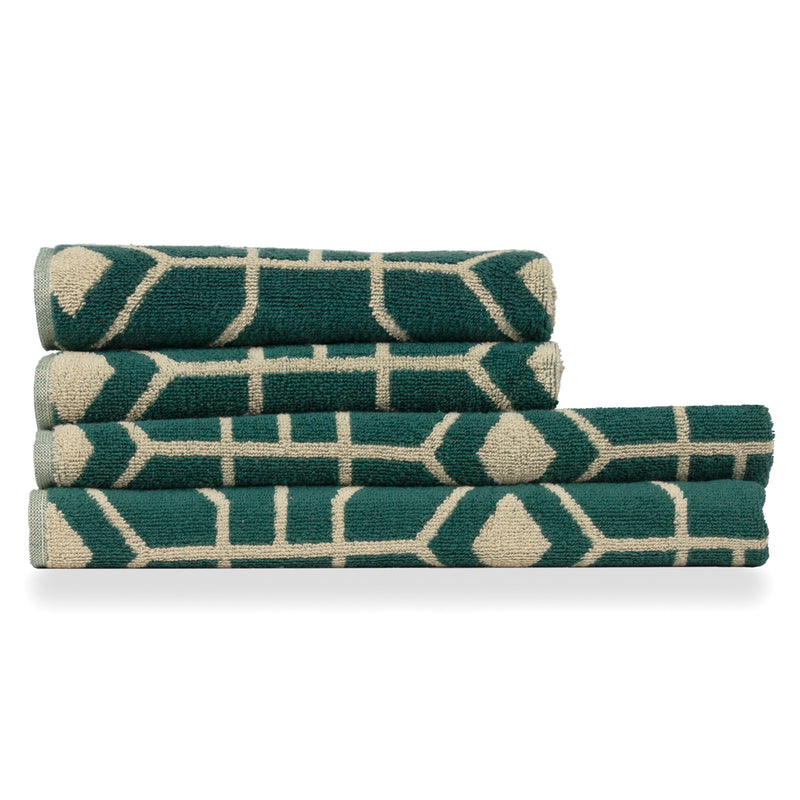 furn. Bee Deco Geometric Jacquard Towels in Emerald