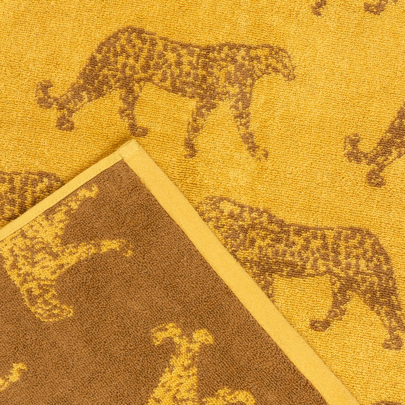 furn. Leopard Animal Jacquard Towels in Gold