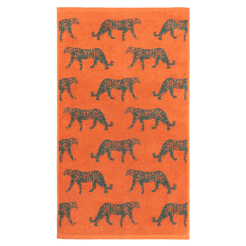 furn. Leopard Animal Jacquard Towels in Orange