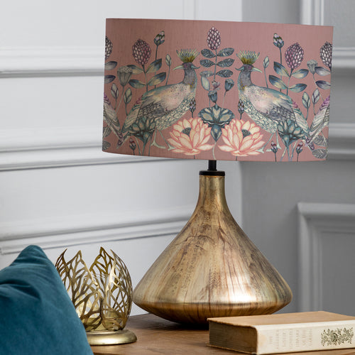 Floral Gold Lighting - Luna  & Ahura Eva  Complete Table Lamp Glass/Mauve Voyage Maison