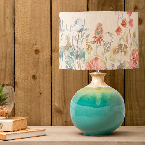 Floral Blue Lighting - Neso  & Patrice Eva  Complete Table Lamp Aqua/Cinnamon Voyage Maison
