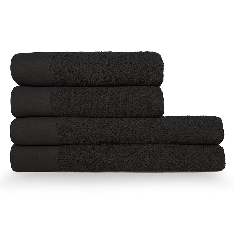 furn. Textured Weave Towels in Black