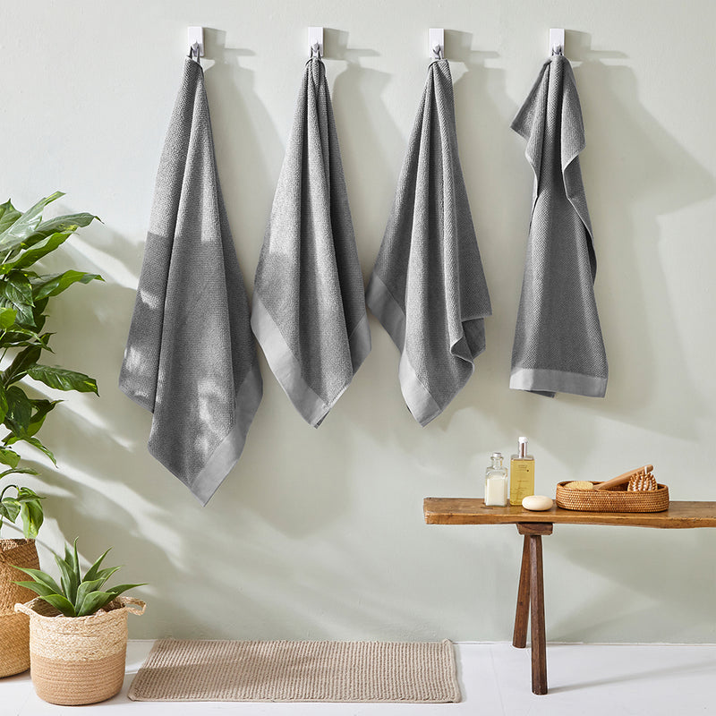 furn. Textured Weave Towels in Cool Grey