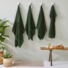 furn. Textured Weave Towels in Dark Green
