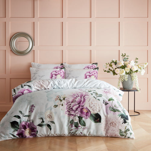 Paoletti Krista Floral 100% Cotton Duvet Cover Set in Lilac