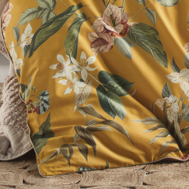 Anastacia Botanical 100% Cotton Duvet Cover Set Ochre