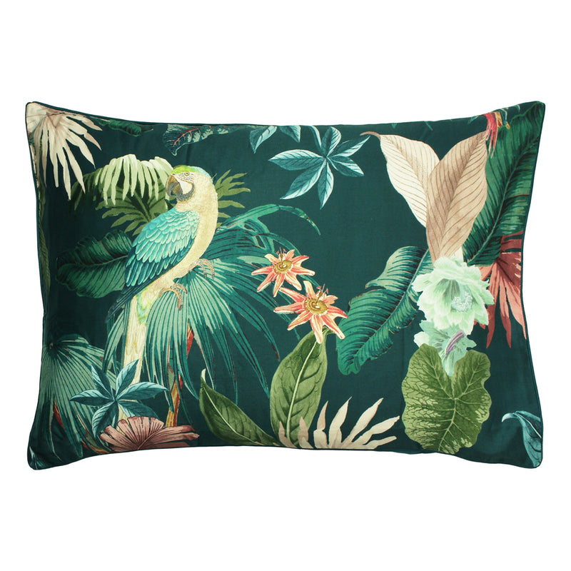 Linen House Fernanda Botanical Pillowcase in Teal/Leaf Green