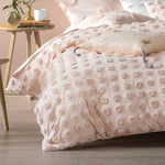 Linen House Haze Tufted 100% Cotton Duvet Cover Set in Peach