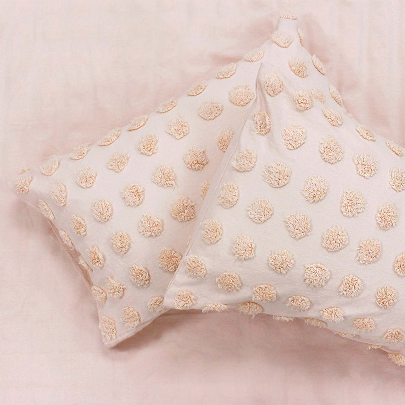 Linen House Haze Tufted Pillowcase in Peach