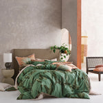Livia Tropical 100% Cotton Duvet Cover Set Leaf Green