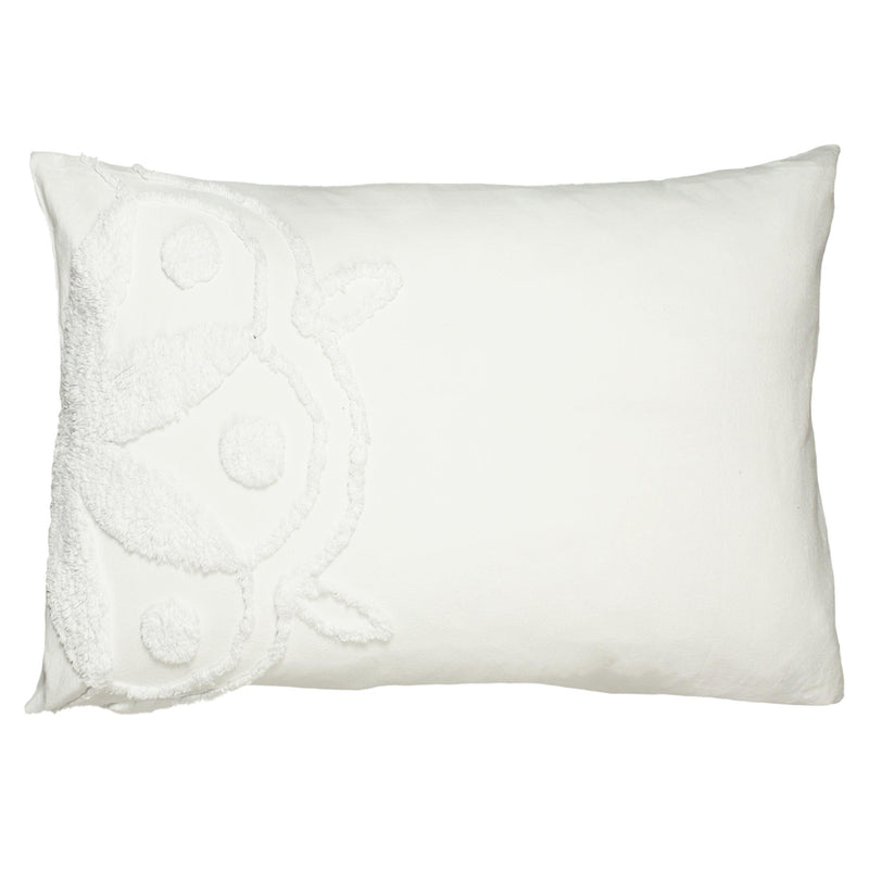 Linen House Manisha Medallion Tufted Pillowcase in White