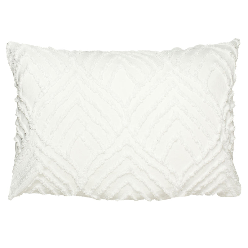 Linen House Palm Springs Ogee Tufted Pillowcase in White
