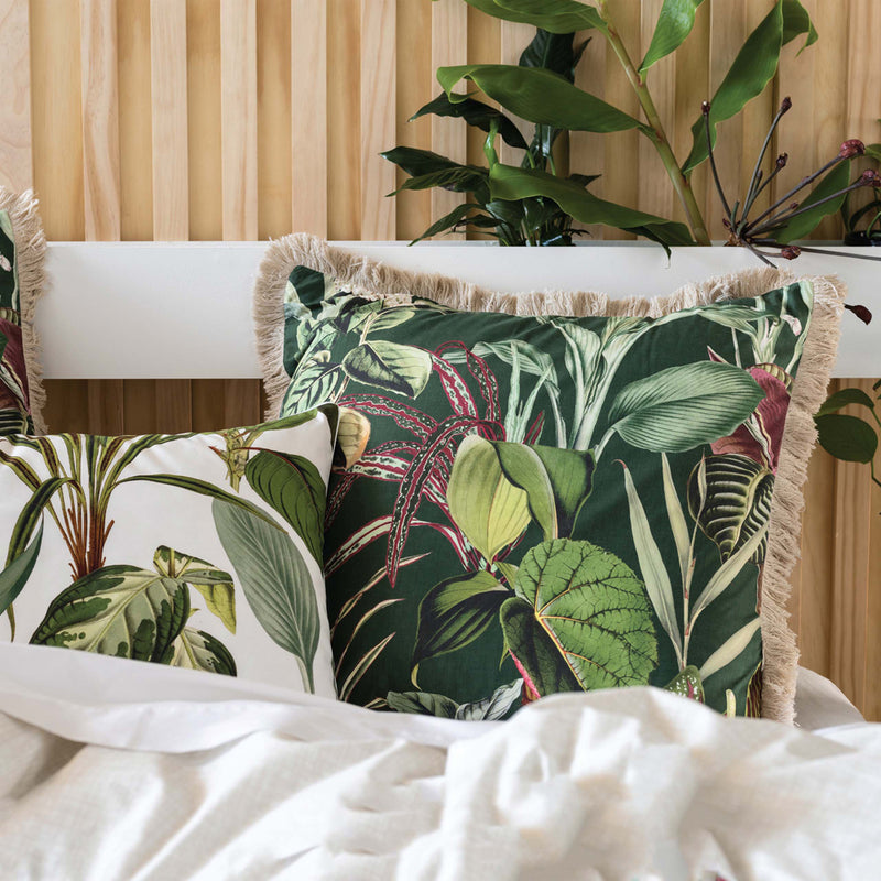 Linen House Wonderplant Exotic Botanical Pillow Sham in White/Green