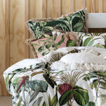 Linen House Wonderplant Exotic Botanical 100% Cotton Duvet Cover Set in White/Green