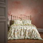 EW by Edinburgh Weavers Songbird Traditional Floral Printed Piped Duvet Cover Set in Stone