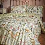 EW by Edinburgh Weavers Songbird Traditional Floral Printed Piped Duvet Cover Set in Stone
