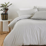 Linear Washed Cotton Pinstripe 100% Cotton Duvet Cover Set Grey