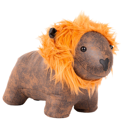 Paoletti Lion Faux Leather Door Stop in Brown