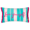 furn. Love Yourself Striped Velvet Cushion Cover in Aqua/Pink