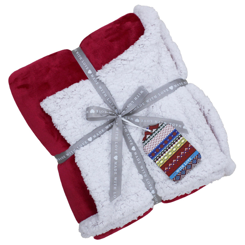 Lux Sherpa Fleece Throw Red