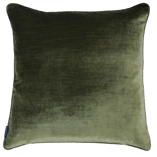 Paoletti Luxe Velvet Piped Cushion Cover in Olive