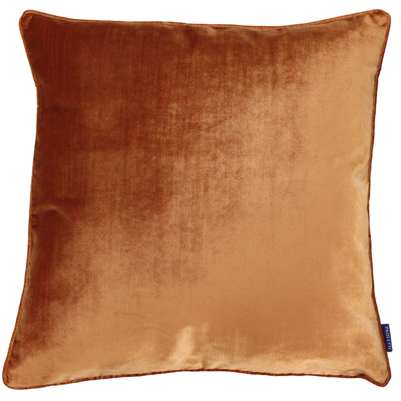 Paoletti Luxe Velvet Piped Cushion Cover in Rust