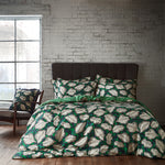 EW by Edinburgh Weavers Magali Tropical Printed Cotton Sateen Piped Duvet Cover Set in Emerald
