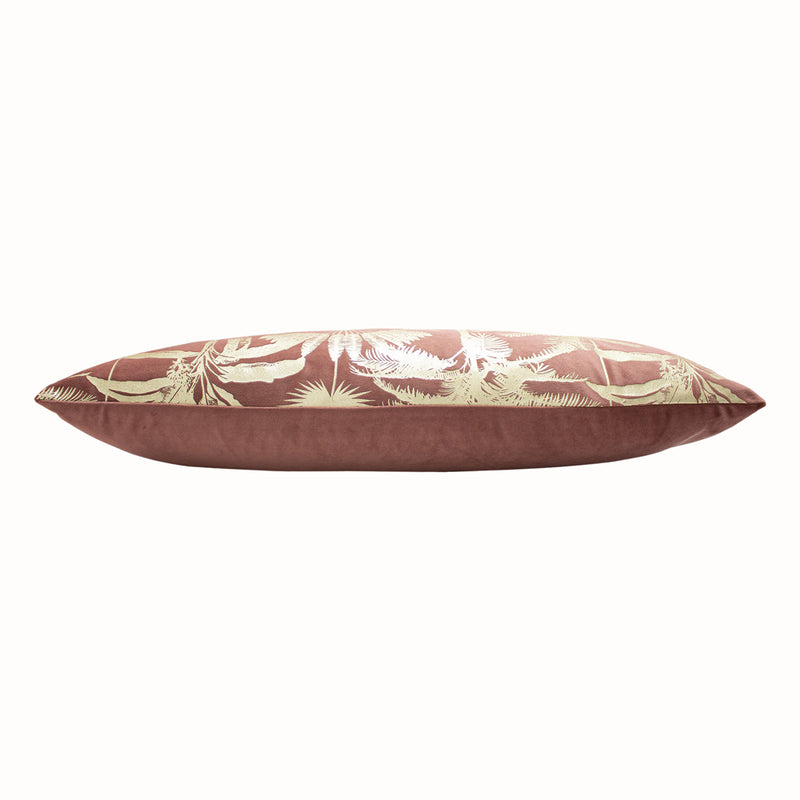 Paoletti Malaysian Palm Foil Printed Cushion Cover in Rose
