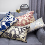 Paoletti Malaysian Palm Foil Printed Cushion Cover in Rose
