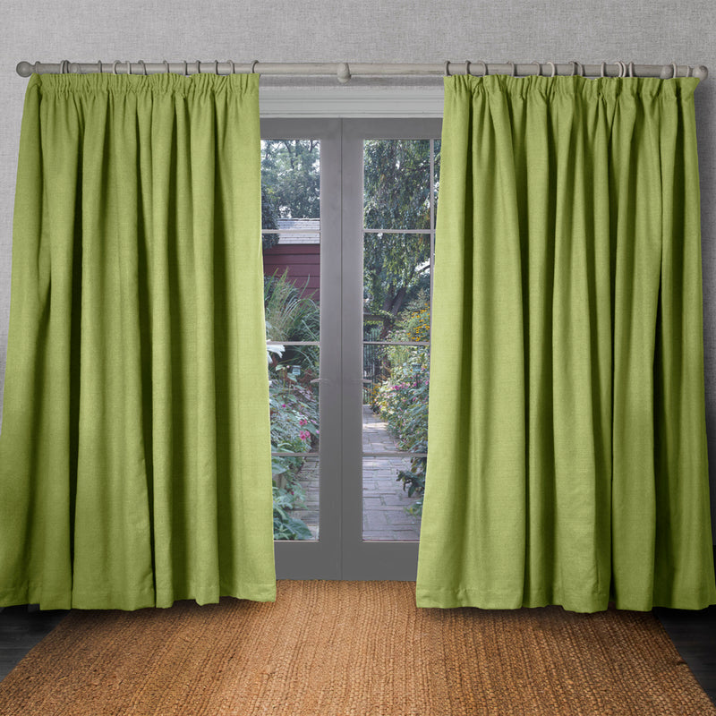 Voyage Maison Malleny Woven Pencil Pleat Curtains in Kiwi