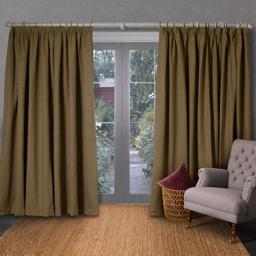 Voyage Maison Malleny Woven Pencil Pleat Curtains in Moss