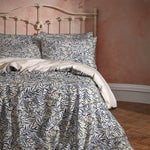 EW by Edinburgh Weavers Malory Traditional Floral Printed Piped Duvet Cover Set in Navy
