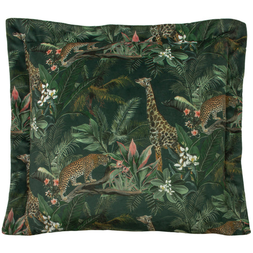 Evans Lichfield Manyara Leopard Square Cushion Cover in Forest