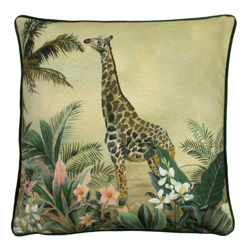 Evans Lichfield Manyara Giraffe Square Cushion Cover in Green