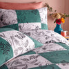 furn. Mythos Checkerboard Printed Checked Reversible Duvet Cover Set in Green/Natural