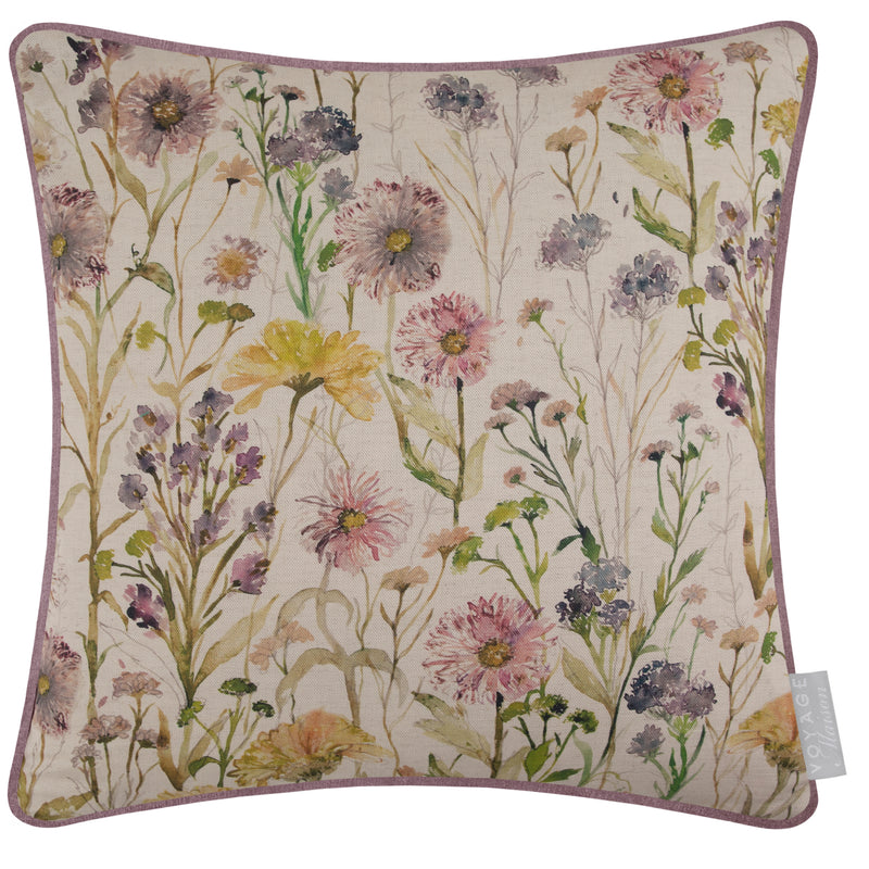 Floral Multi Cushions - Medmerry Printed Piped Feather Filled Cushion Linen Voyage Maison