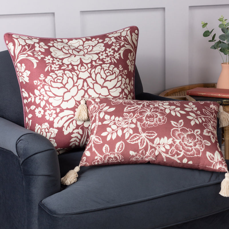 Paoletti Melrose Floral Cushion Cover in Mulberry