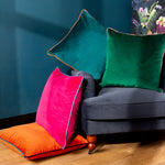 Paoletti Meridian Velvet Cushion Cover in Emerald/Blush
