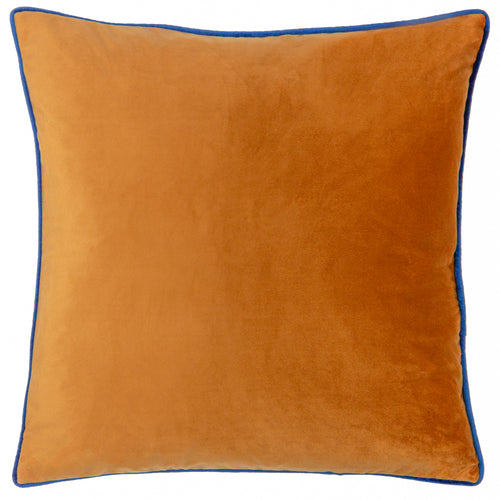 Paoletti Meridian Velvet Cushion Cover in Ginger/Navy